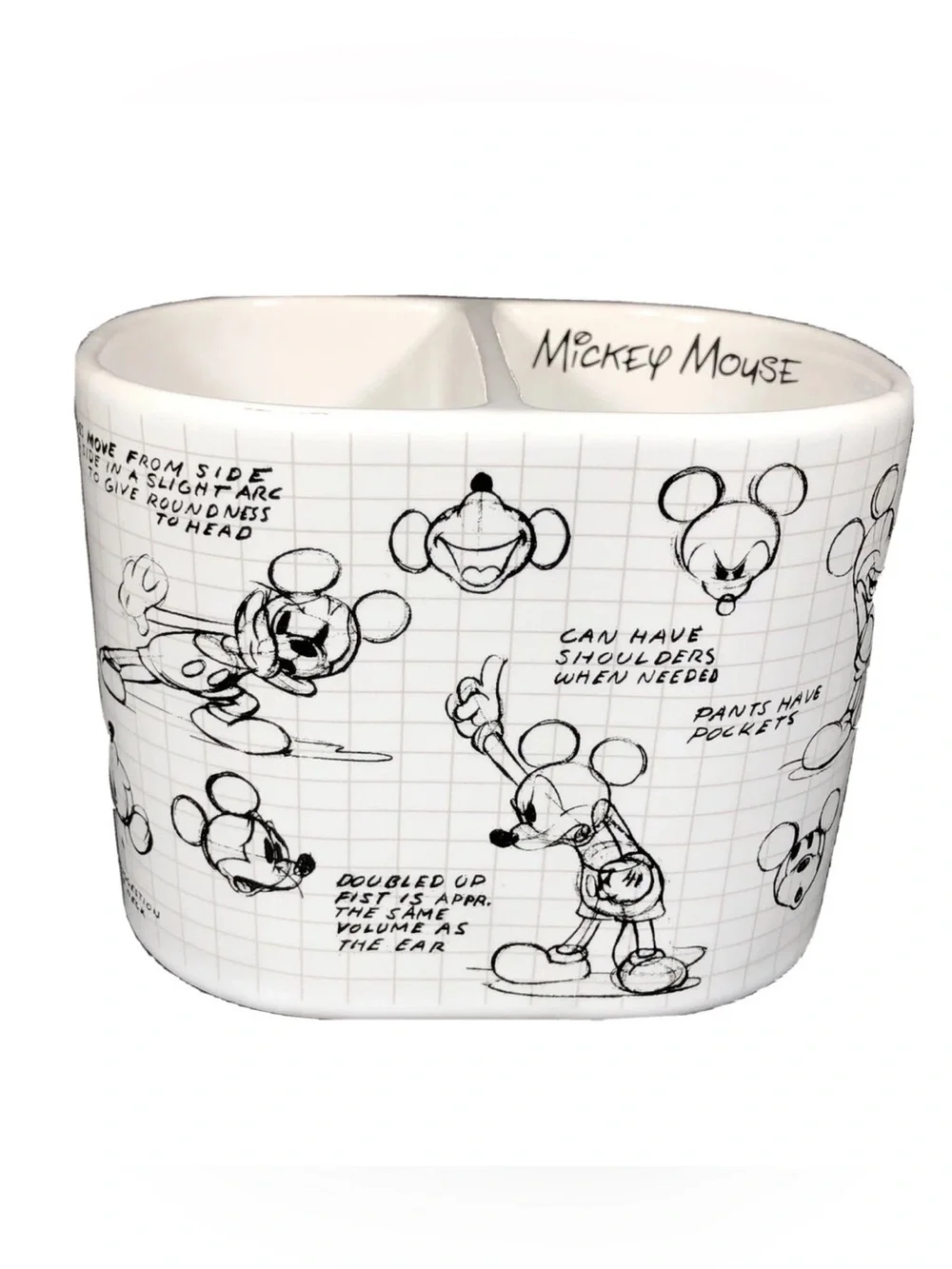 Disney Sketchbook Mickey Mouse White Ceramic Bathroom Toothbrush Holder New NWT